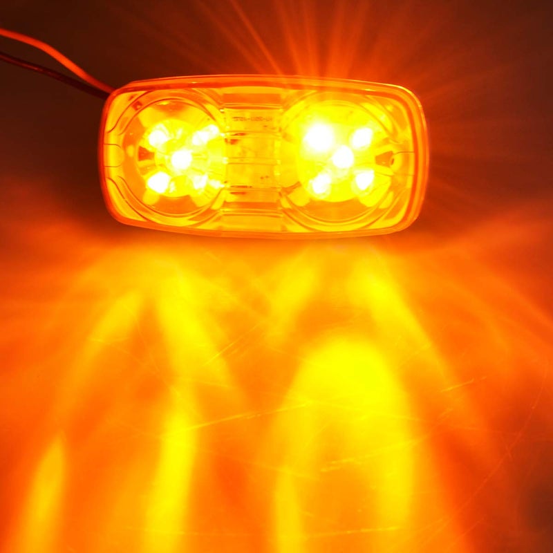 HHCSOP ضوء علامة مقطورة HHCSOP أمبر 10 LED مزدوجة Bullseye ضوء علامة جانبي مستطيل LED مثبت على السطح لـ RV شاحنة مقطورة كامبر 12V - 5 قطع - Image 2